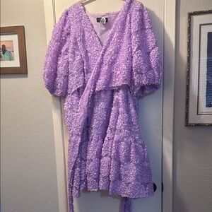 Lavender Textured Wrap Dress